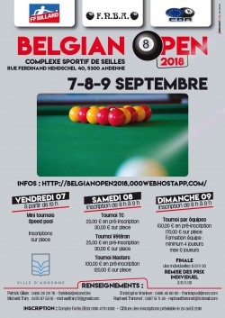 BLACKBALL : Belgian Open du 7 au 9 septembre 2018