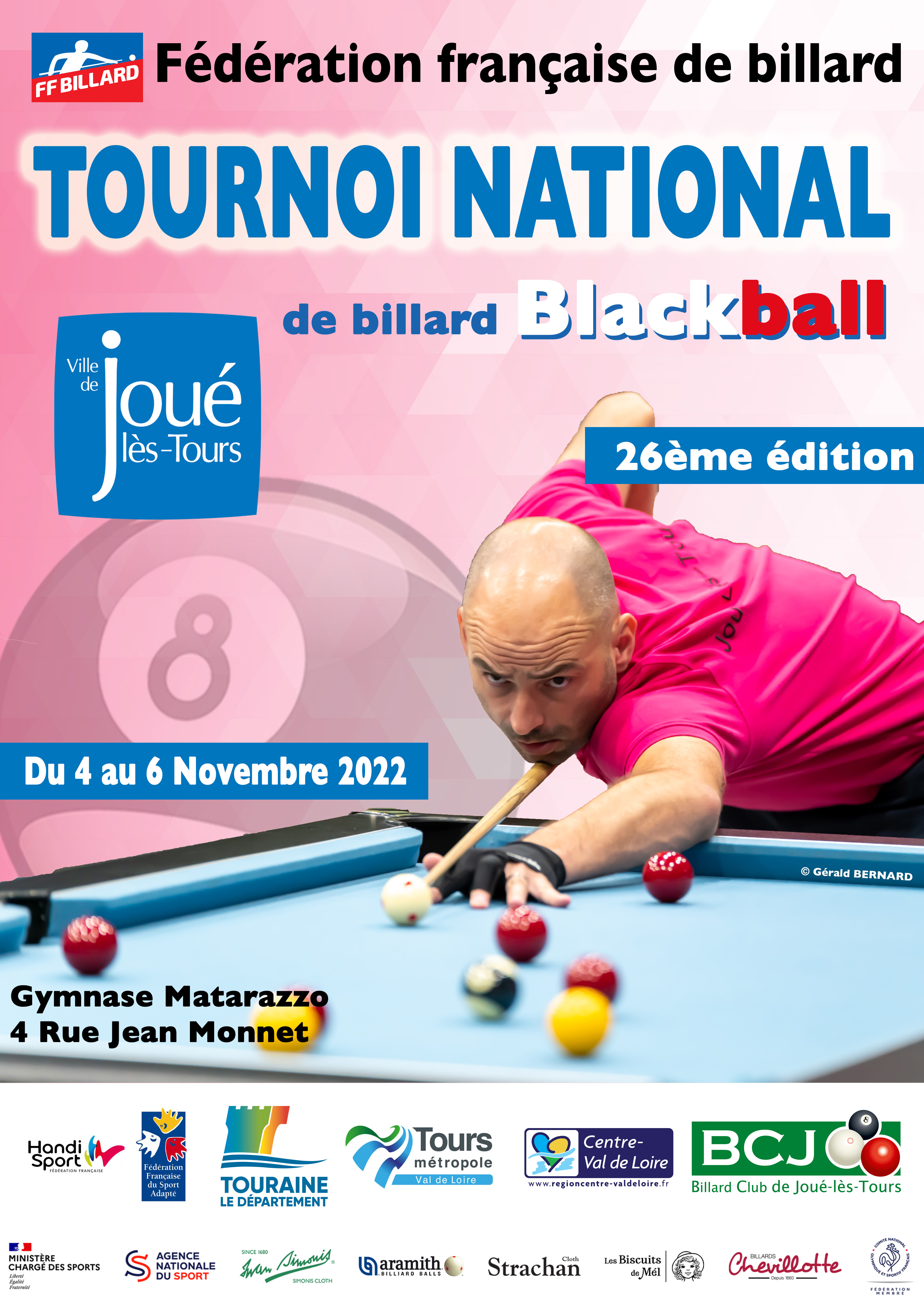 Blackball Tournoi national 1 à JouéLèsTours Fédération Française de Billard