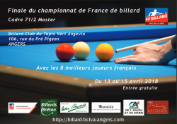 Cadre 71/2 : Championnat de France Masters à Angers