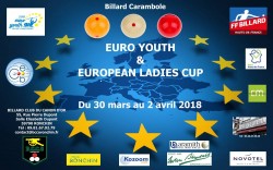 CARAMBOLE : Euro Youth et European Ladies Cup à Ronchin - 30 mars / 2 avril