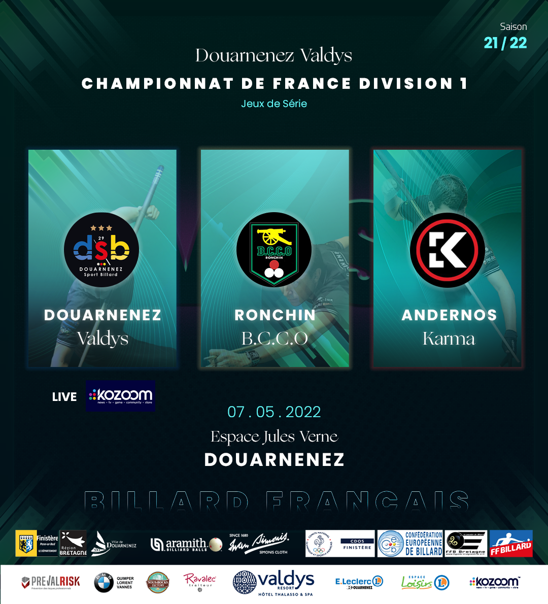 Carambole - Championnat de France D1 Masters - Jeux de Série