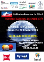 CARAMBOLE_3è Tournoi National cadre 47/2 masters à Lunel
