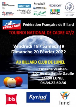 CARAMBOLE_3è Tournoi National cadre 47/2 masters à Lunel