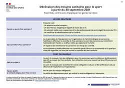 Décisions sanitaires applicables au sport depuis le 30 septembre 2021