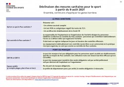 DÉCLINAISON DES MESURES SANITAIRES POUR LE SPORT - 09/08/21