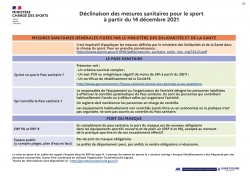 Déclinaison des mesures sanitaires pour le sport depuis le 14 décembre 2021