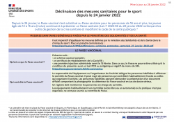 Déclinaison des mesures sanitaires pour le sport depuis le 24 janvier 2022