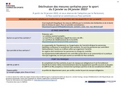 Déclinaison des mesures sanitaires pour le sport du 3 au 24 janvier 2022