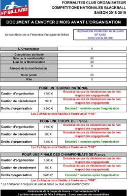 Organisation de compétitions nationales blackball