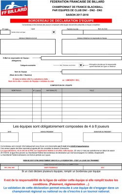 Compétitions par équipes blackball DN1, DN2 et DN3