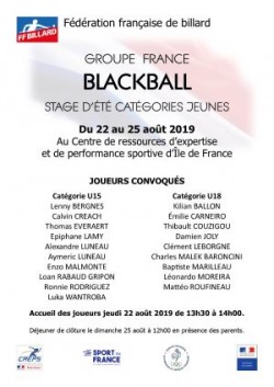 STAGE D'ÉTÉ JEUNES BLACKBALL