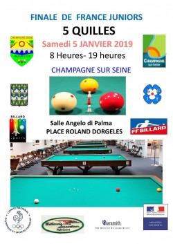 CARAMBOLE- CHAMPIONNAT DE FRANCE 5-QUILLES JUNIORS-CHAMPAGNE SUR SEINE