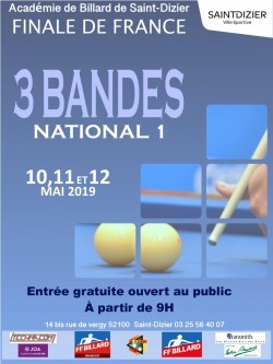 CARAMBOLE CHAMPIONNAT DE FRANCE 3 BANDES NATIONALE 1 À SAINT DIZIER