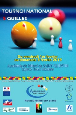 CARAMBOLE - 4e TOURNOI NATIONAL 5-QUILLES  À SAINT QUENTIN