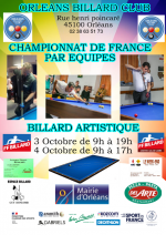 CARAMBOLE - CHAMPIONNAT DE FRANCE PAR EQUIPES DE BILLARD ARTISTIQUE