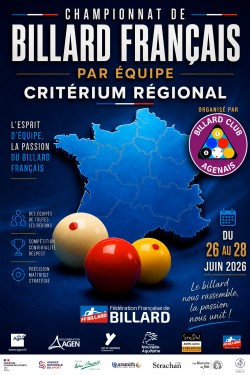 Billard Français - Critérium régional par équipes