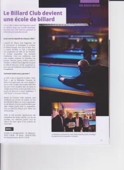 Le billard club balgentien devient école de billard