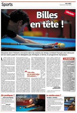 Article au sujet du billard club de Nice dans la presse