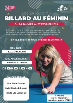 Les 24 jours du billard au féminin à Ronchin !