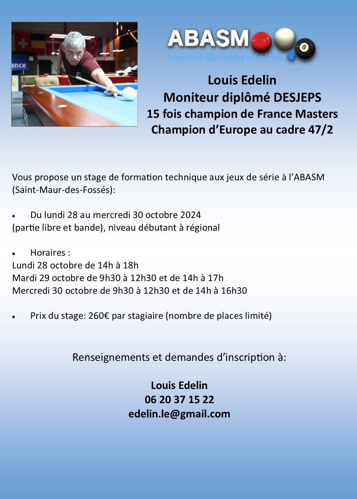 Edelin Stage de formation technique par Louis Edelin - Fédération Française de ...