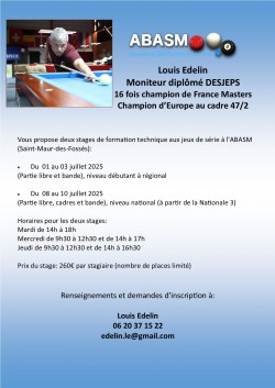 Stages d'été proposés par Louis Edelin
