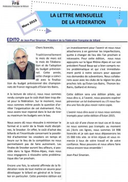 La lettre de la fédération - mars 2015