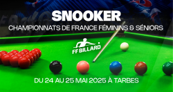 Snooker – Championnat de France - Inscriptions ouvertes pour les Féminines et les Seniors