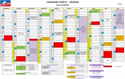 Calendrier snooker saison 2016/2017